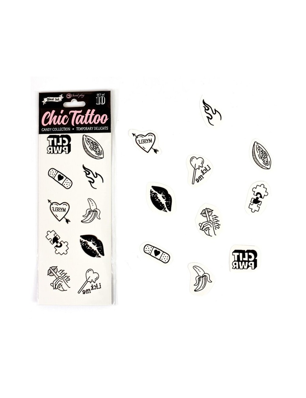 SECRET PLAY - SET DI 10 TATUAGGI TEMPORANEI DELLA COLLEZIONE CANDY