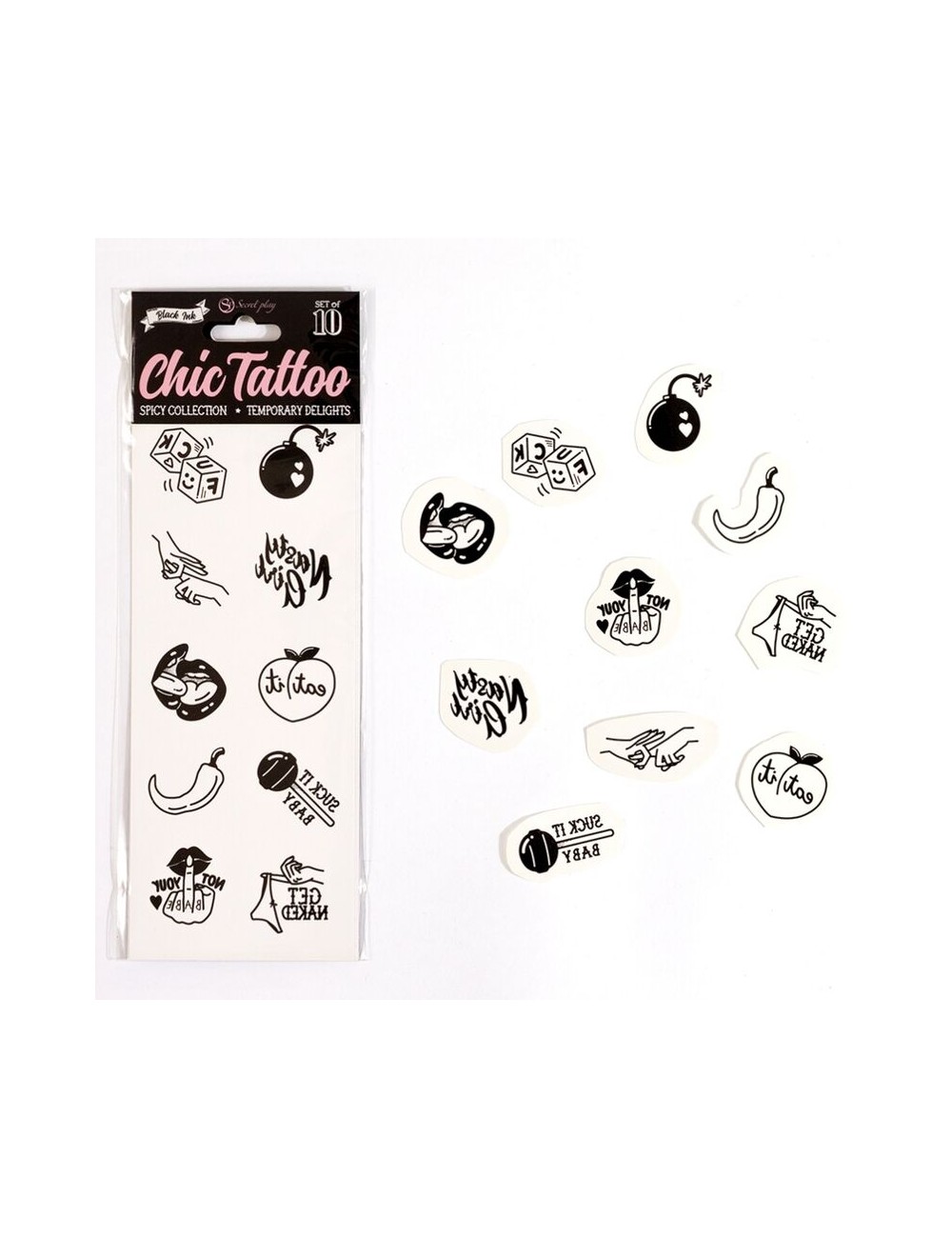SECRET PLAY - SET DI 10 TATUAGGI TEMPORANEI DELLA COLLEZIONE SPICY