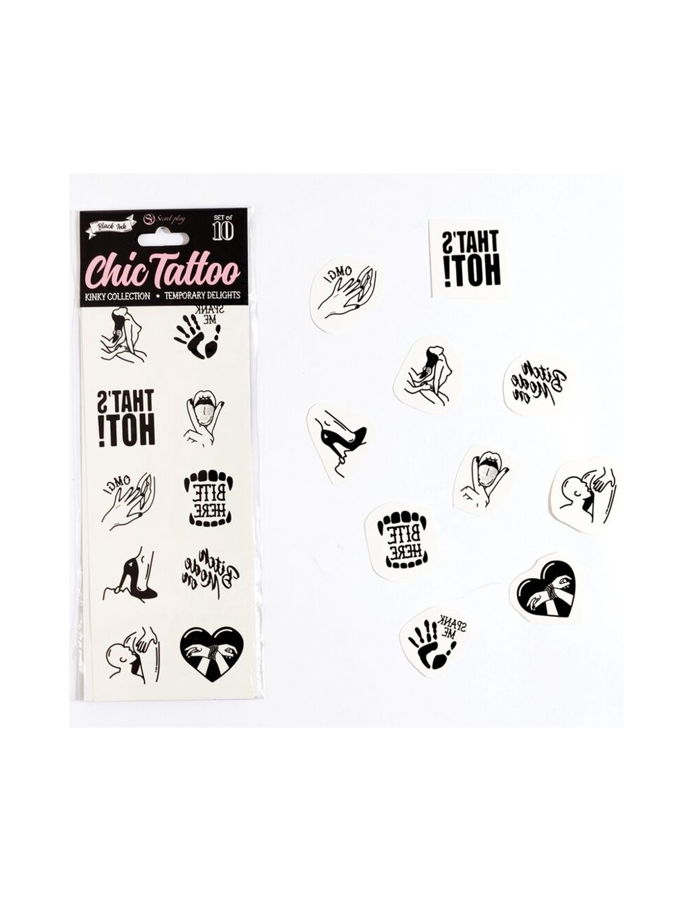 SECRET PLAY - SET DI 10 TATUAGGI TEMPORANEI COLLEZIONE KINKY SECRET PLAY - SET DI 10 TATUAGGI TEMPORANEI COLLEZIONE KINKY