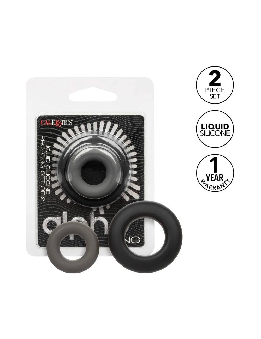 CALIFORNIA EXOTICS - ALPHA SET DI 2 ANELLI PROLONG GRIGIO