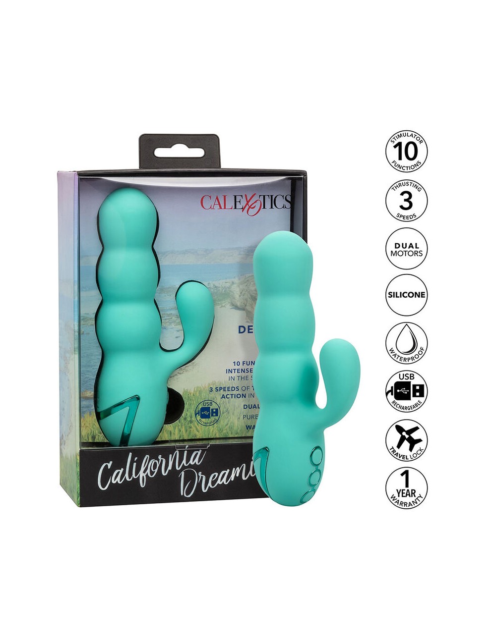 CALIFORNIA EXOTICS - VIBRATORE DEL MAR DIVA RABBIR AQUA GREEN DI CALIFORNIA DREAMING CALIFORNIA EXOTICS - VIBRATORE DEL MAR DIVA RABBIR AQUA GREEN DI CALIFORNIA DREAMING