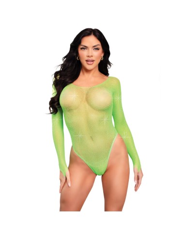 LEG AVENUE - BODY MANICA LUNGA CRISTALLIZZATO VERDE