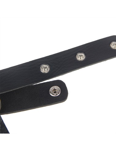 SUBBLIME - PETTORALE CATENE IN PELLE NERA TAGLIA UNICA