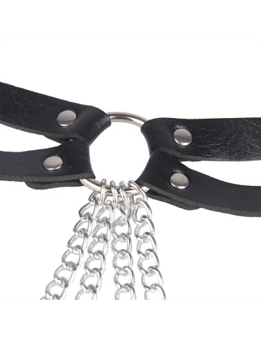 SUBBLIME - ANELLO IN PELLE CATENA ??CINTURA NERA TAGLIA UNICA