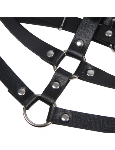 SUBBLIME - PETTORINA CON ANELLO IN PELLE NERA TAGLIA UNICA