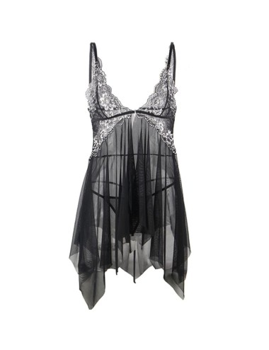 SUBBLIME - BABYDOLL IN TESSUTO TULLE PIZZO SUL PETTO L/XL