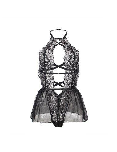 SUBBLIME - TEDDY HALTER COLLO SCHIENA NUDA PIZZO NERO S/M