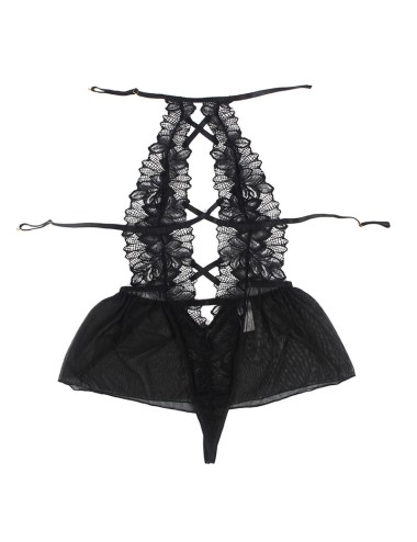 SUBBLIME - TEDDY HALTER COLLO SCHIENA NUDA PIZZO NERO L/XL