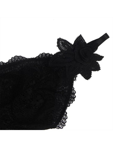 SUBBLIME - BABYDOLL TULLE CON DETTAGLI PIZZO E FIORI NERO L/XL