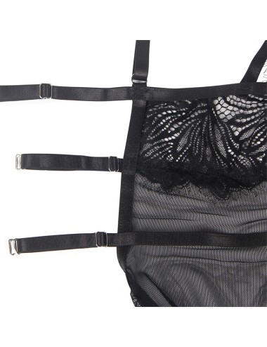 SUBBLIME - BABYDOLL CON SPALLINE REGOLABILI IN PIZZO NERO S/M
