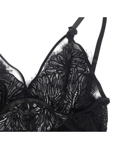 SUBBLIME - BABYDOLL CON SPALLINE REGOLABILI IN PIZZO NERO S/M