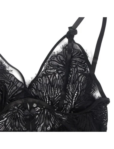 SUBBLIME - BABYDOLL CON SPALLINE REGOLABILI IN PIZZO NERO L/XL
