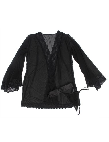 SUBBLIME - VESTAGLIA IN TESSUTO TRASPARENTE CON DETTAGLI IN PIZZO NERO L/XL