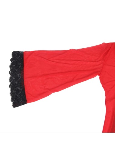 SUBBLIME - VESTAGLIA IN TESSUTO TRASPARENTE CON DETTAGLI IN PIZZO ROSSO L/XL