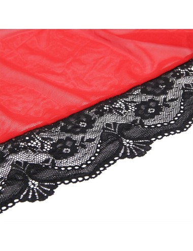 SUBBLIME - VESTAGLIA IN TESSUTO TRASPARENTE CON DETTAGLI IN PIZZO ROSSO L/XL