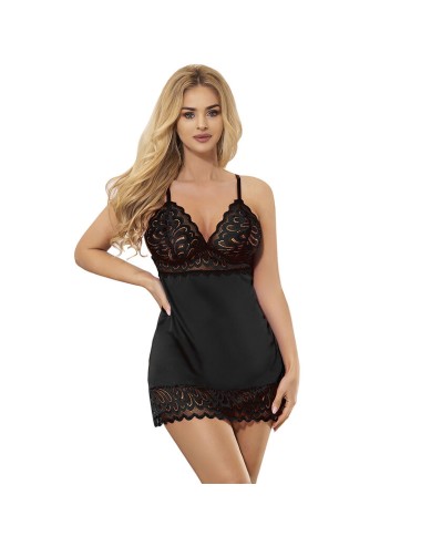 SUBBLIME - BABYDOLL CON PETTO STAMPA FLOREALE NERO S/M