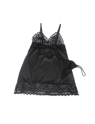 SUBBLIME - BABYDOLL CON PETTO STAMPA FLOREALE NERO S/M
