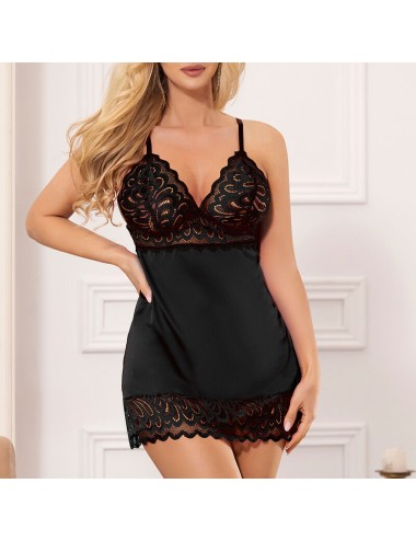 SUBBLIME - BABYDOLL CON PETTO STAMPA FLOREALE NERO S/M