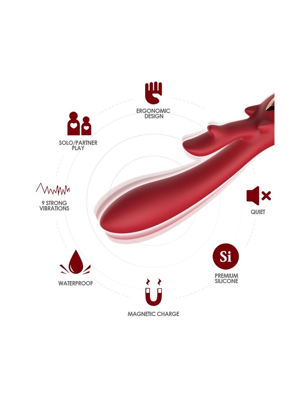 ARMONY - VIBRATORE ELK RABBIT CURVO ROSSO ARMONY - VIBRATORE ELK RABBIT CURVO ROSSO