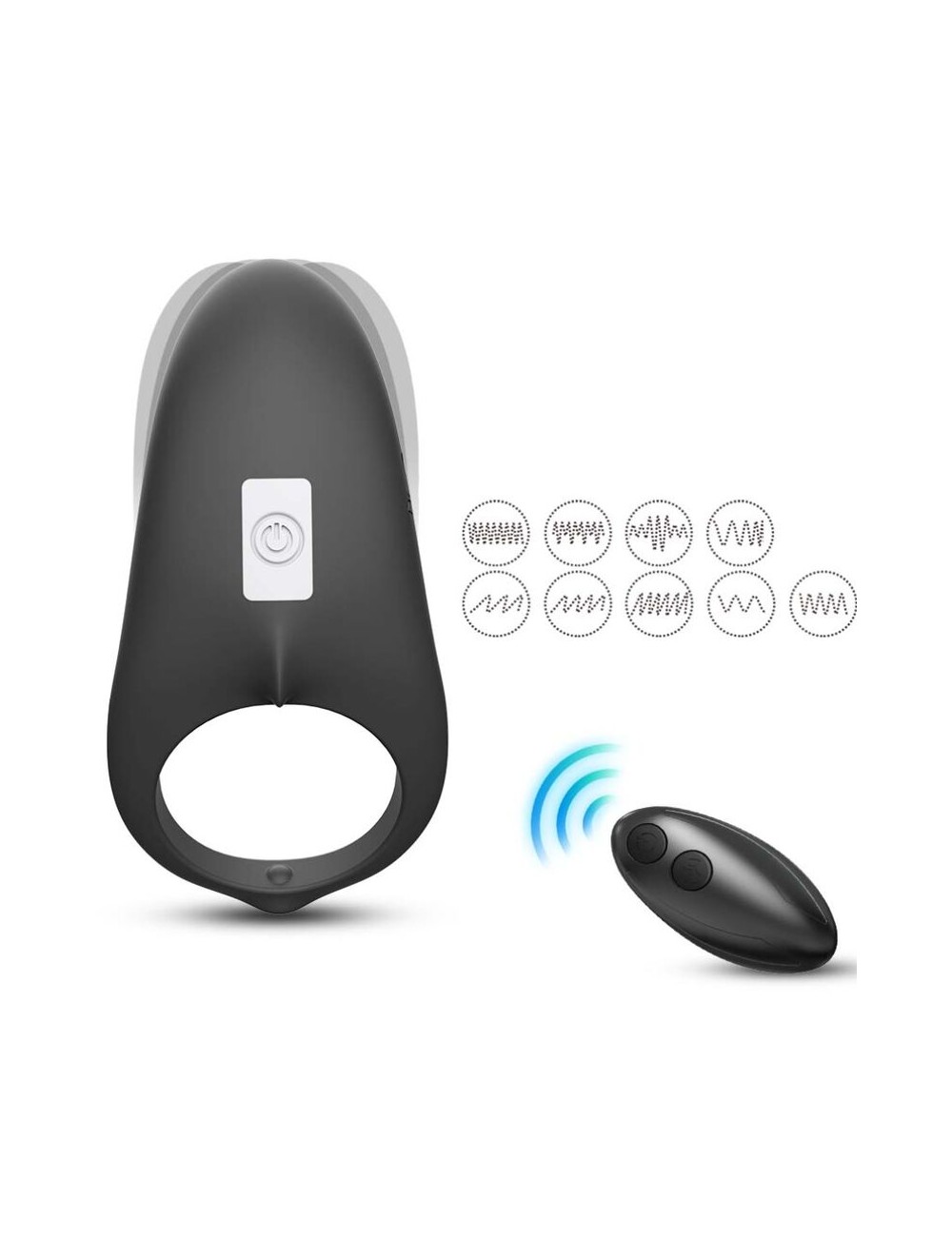 ARMONY - ANELLO VIBRATORE SHARK PER TELECOMANDO DI COPPIA NERO