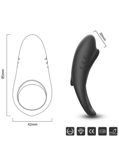 ARMONY - ANELLO VIBRATORE SHARK PER TELECOMANDO DI COPPIA NERO