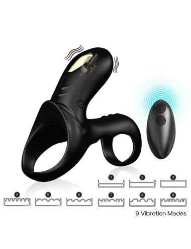 ARMONY - ANELLO VIBRATORE DOPPIO RANGER PER COPPIA NERO