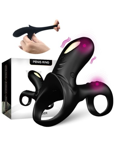 ARMONY - ANELLO VIBRATORE DOPPIO RANGER PER COPPIA NERO