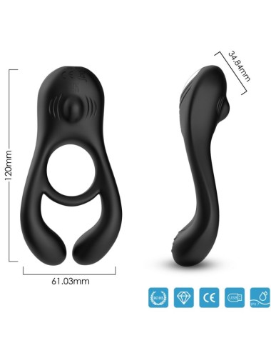 ARMONY - ANELLO VIBRATORE DOPPIO VEYRON GIOCATTOLO PER COPPIA NERO