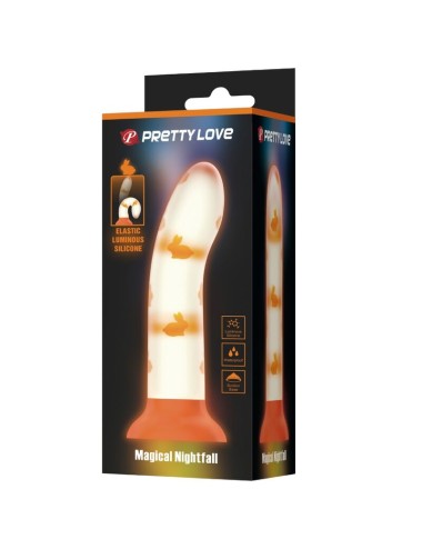 PRETTY LOVE - DILDO MAGICO NIGHTFALL SENZA VIBRAZIONI ARANCIO LUMINOSO
