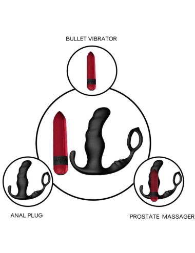 ARMONY - VIBRATORE ANALE PROSTATA KNIGHT E TELECOMANDO ANELLO NERO