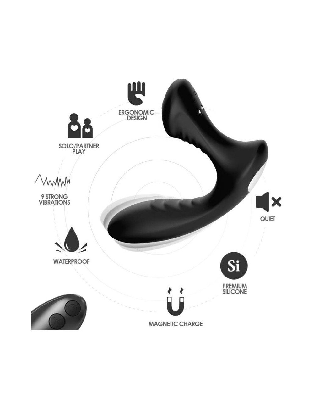 ARMONY - VIBRATORE STORM PROSTATA ANALE E TELECOMANDO PLUG NERO