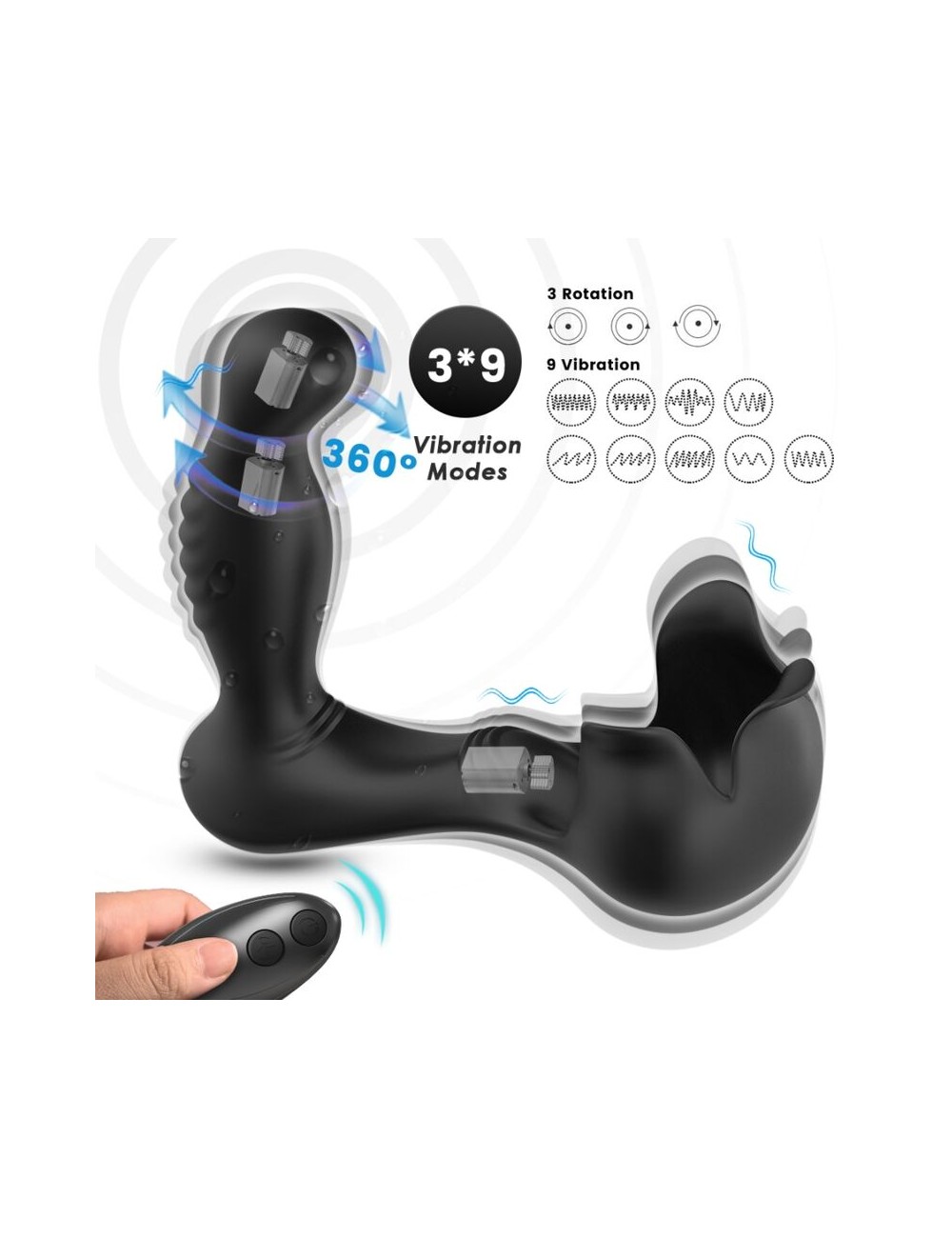 ARMONY - VIBRATORE SURROUND ANALE E STIMOLATORE TESTICOLO TELECOMANDO NERO