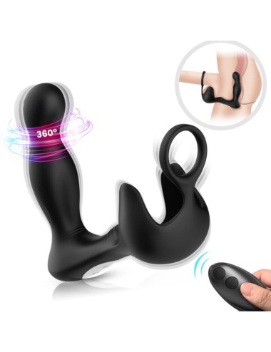 ARMONY - VIBRATORE SURROUND ANALE E STIMOLATORE TESTICOLO E ANELLO TELECOMANDO NERO