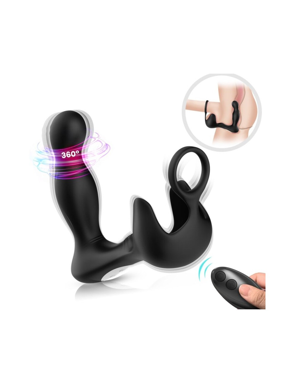 ARMONY - VIBRATORE SURROUND ANALE E STIMOLATORE TESTICOLO E ANELLO TELECOMANDO NERO