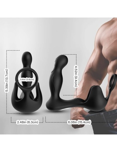 ARMONY - VIBRATORE SURROUND ANALE E STIMOLATORE TESTICOLO E ANELLO TELECOMANDO NERO