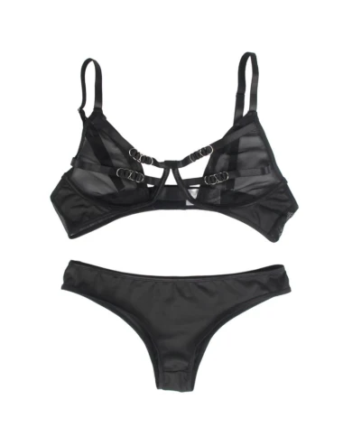 SUBBLIME - SET DUE PEZZI DI REGGISENO TRASPARENTE E STRISCE S/M