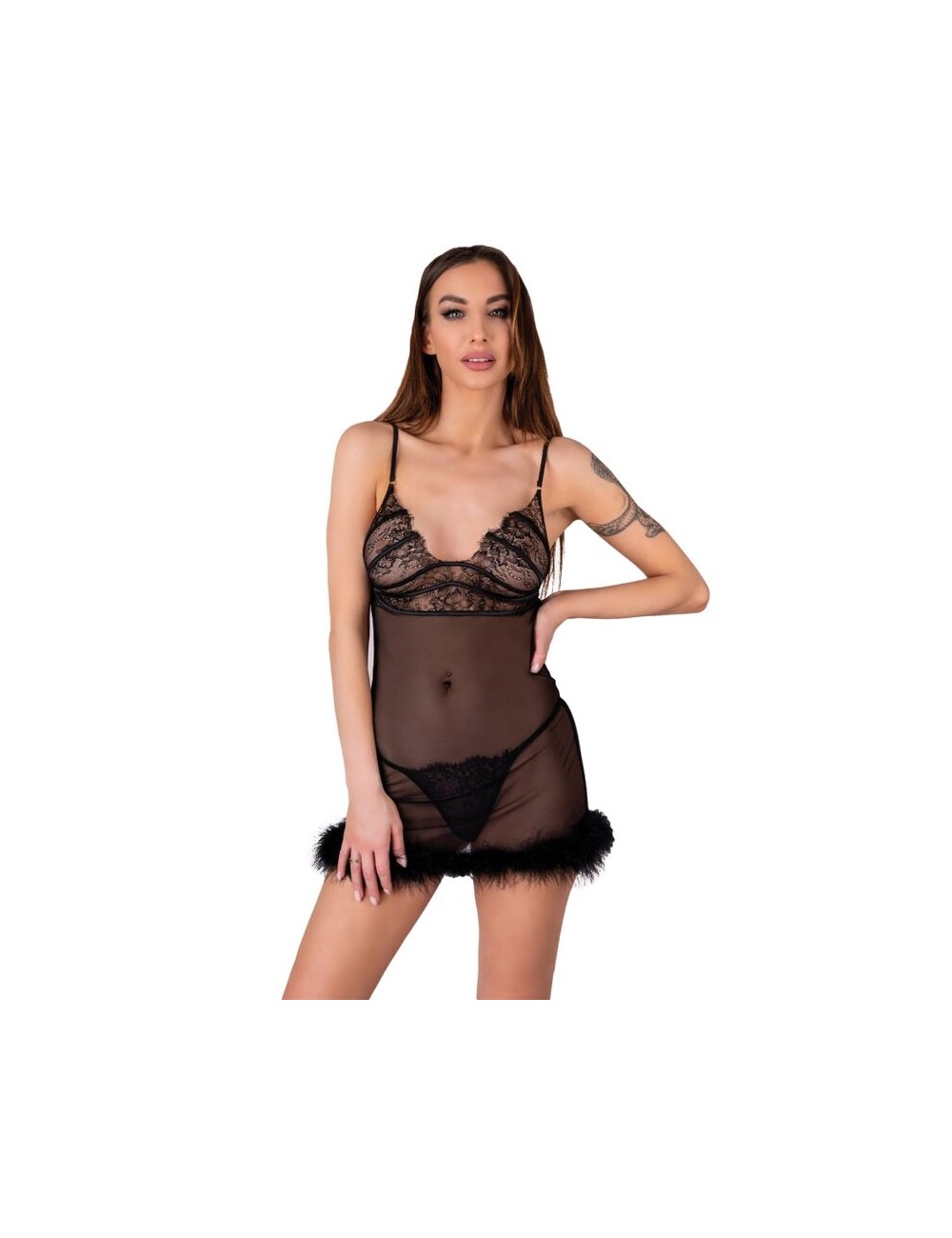 LIVCO CORSETTI FASHION - SET ZERUNAM BABYDOLL + PERIZOMA NERO