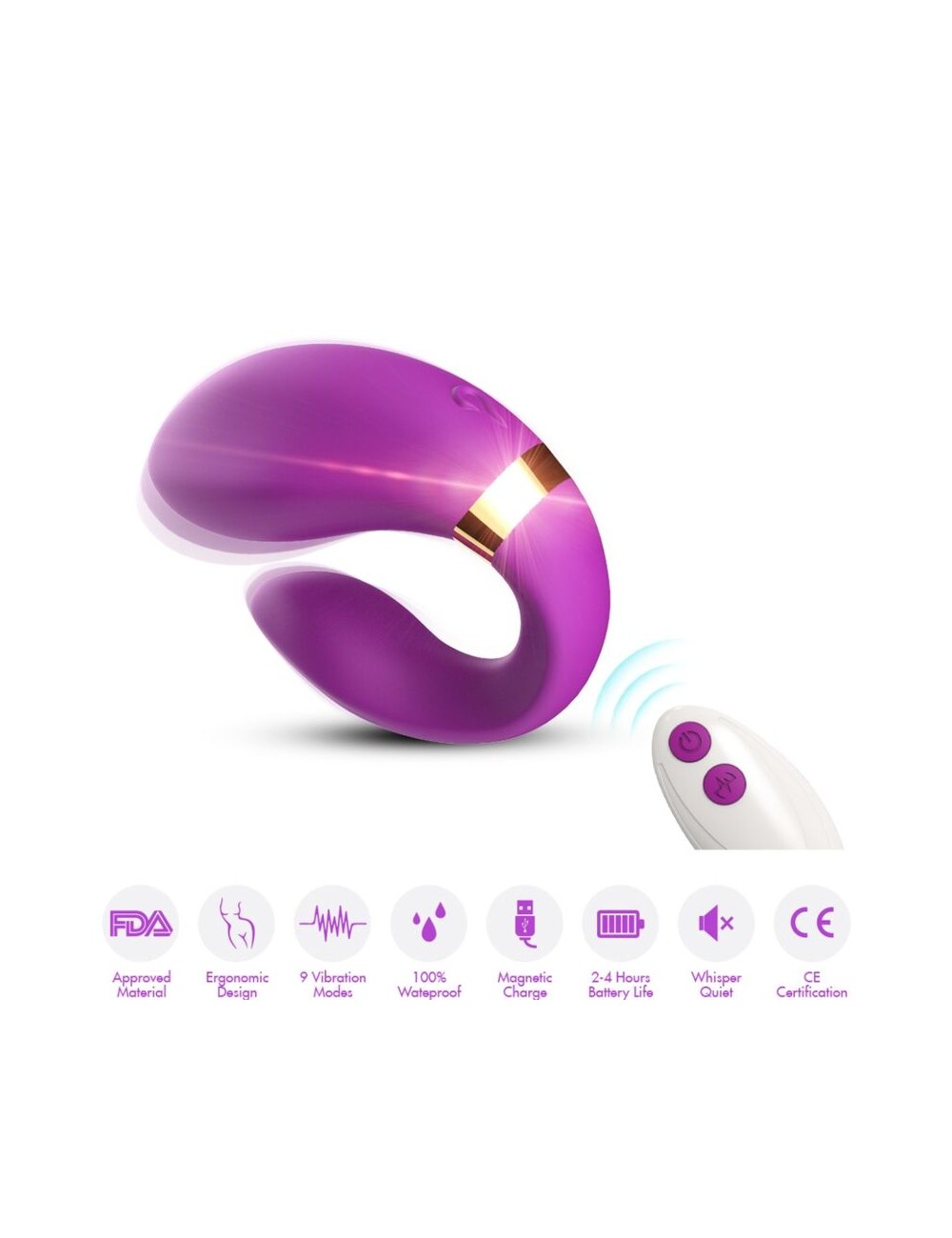 ARMONY - VIBRATORE A MEZZALUNA PER COPPIA TELECOMANDO VIOLA