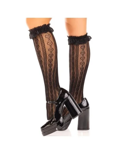LEG AVENUE - CALZE AL GINOCCHIO CON VOLANT NERO