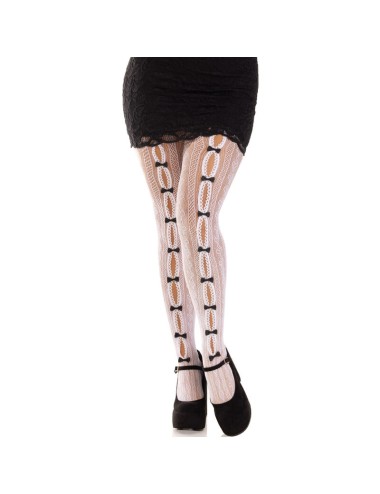LEG AVENUE - CALZE CON APERTURE CUORE E FIOCCHI BIANCHI
