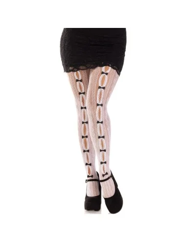 LEG AVENUE - CALZE CON APERTURE CUORE E FIOCCHI BIANCHI