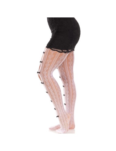 LEG AVENUE - CALZE CON APERTURE CUORE E FIOCCHI BIANCHI