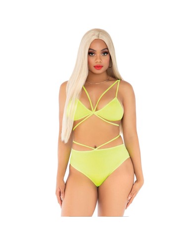 LEG AVENUE - TOP E SLIP GIALLI CON SPALLINE