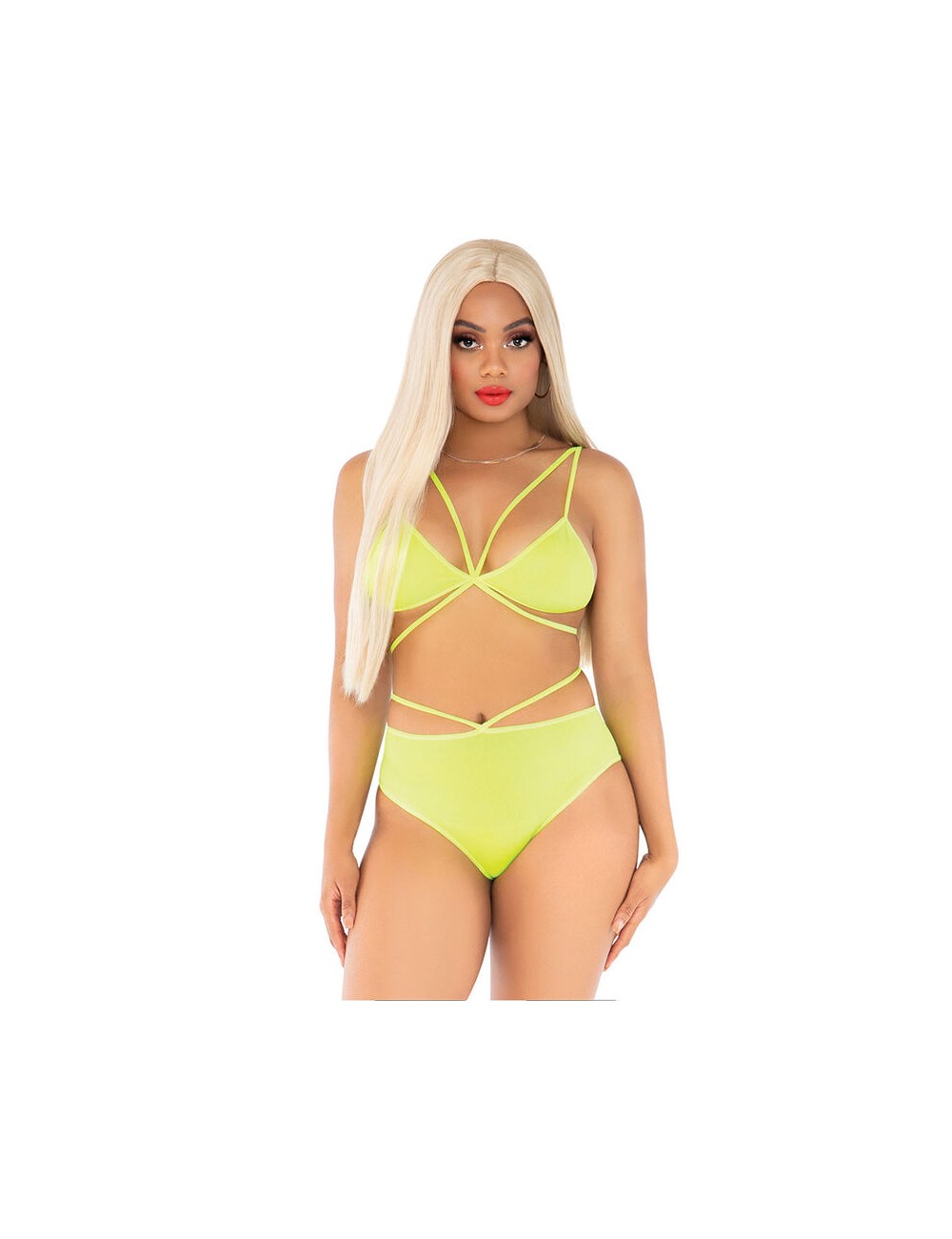 LEG AVENUE - TOP E SLIP GIALLI CON SPALLINE LEG AVENUE - TOP E SLIP GIALLI CON SPALLINE