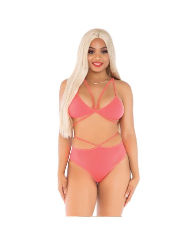 LEG AVENUE - TOP E SLIP CORALLO CON SPALLINE