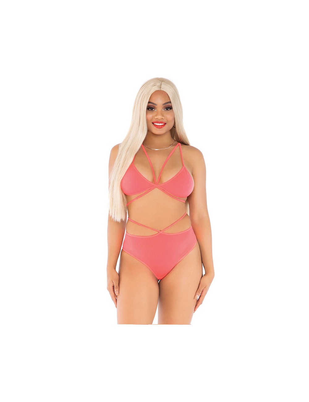 LEG AVENUE - TOP E SLIP CORALLO CON SPALLINE LEG AVENUE - TOP E SLIP CORALLO CON SPALLINE