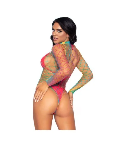 LEG AVENUE - BODY IN RETE MULTICOLORE MANICA LUNGA