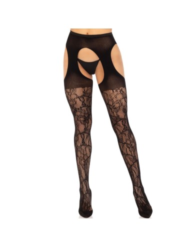 LEG AVENUE - CALZE REGGER IN PIZZO NERE