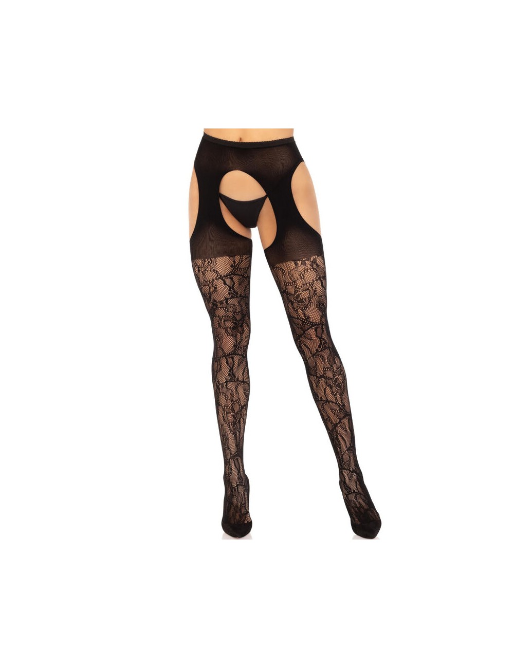 LEG AVENUE - CALZE REGGER IN PIZZO NERE LEG AVENUE - CALZE REGGER IN PIZZO NERE