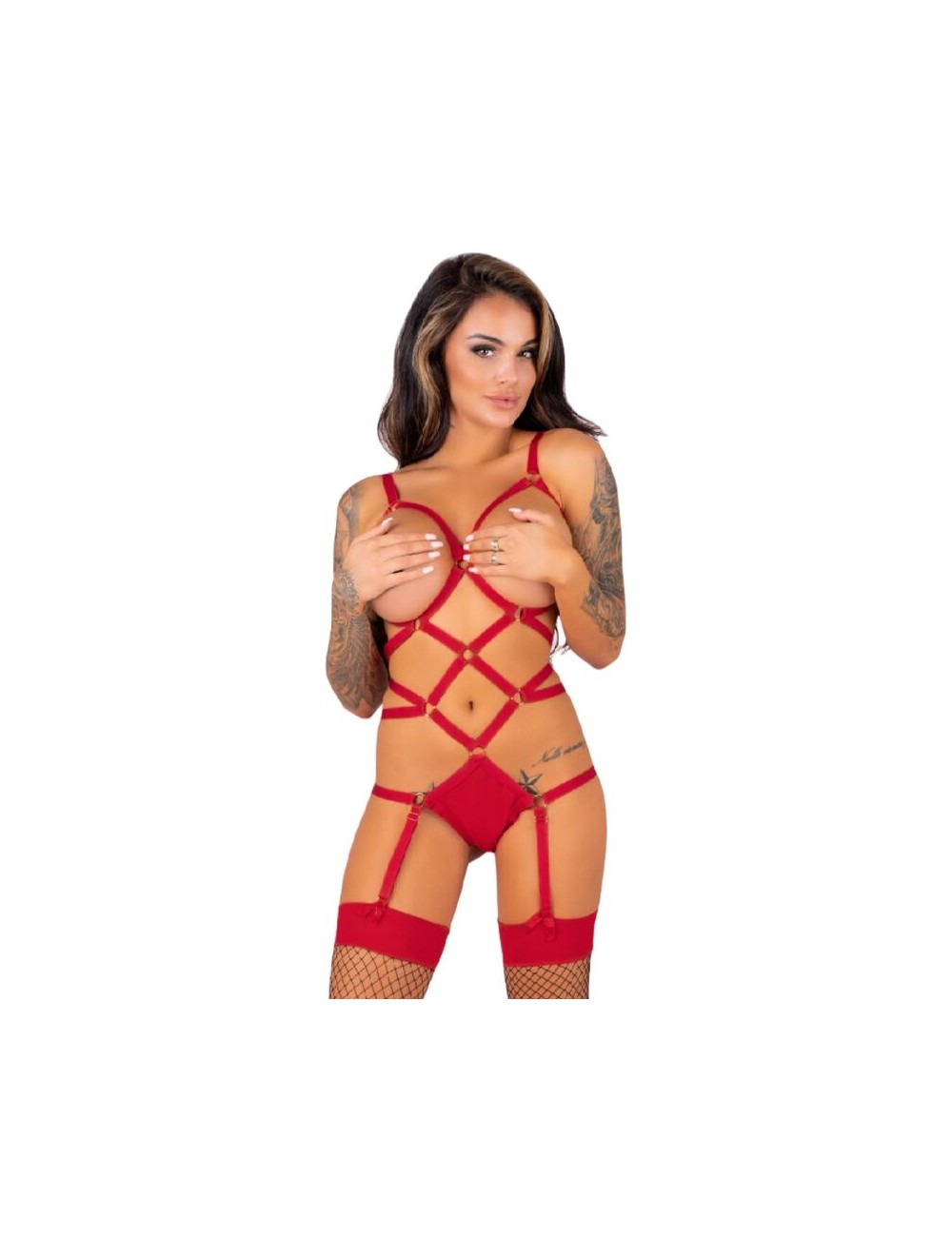LIVCO CORSETTI FASHION - THIARA LC 20213 SET BODY + CALZE ROSSO S/M LIVCO CORSETTI FASHION - THIARA LC 20213 SET BODY + CALZE ROSSO S/M